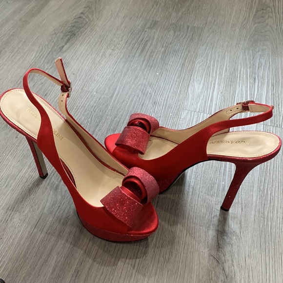 Red sparkle evening high heel shoes size 7 - Picture 14 of 16